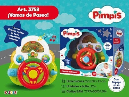 Imagen 3 de 5 de Mi Primer Volante Con Luz Y Sonido Pimpis Kreker E.full