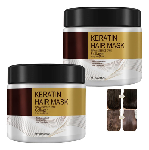 2 Mascarillas De Colágeno Para Cabello Dañado, Mascarilla