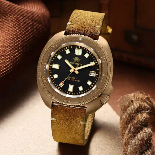 Addiesdive Reloj De Buceo Automático De Bronce Reloj De Para