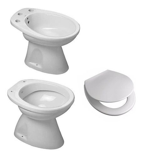 Inodoro Corto Con Asiento + Bidet Capea Italiana Blanco P