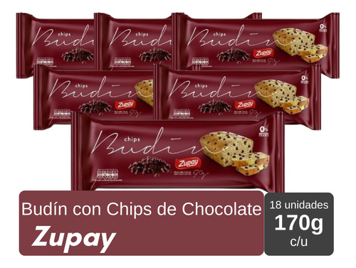 Budin Con Chips De Chocolate Zupay 170g X18 Unidades