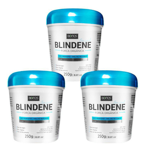 Kit 3 Máscara Btx Zero Hidratante Blindene Biofios 250g