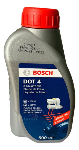 Fluido De Freio Dot4 Dot 4 Bosch 500ml