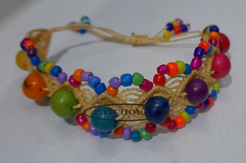 Imagen 2 de 7 de Pulsera Semillas Tagua Macrame Brazalete Regulable Artesanal
