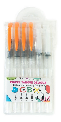 Imagen 5 de 8 de Pinceles Waterbrush Recargables Cbx Tanque Agua X 6 Unid
