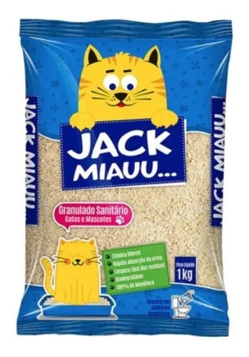 Kit 10 Granulado Arena Sanitaria Gato Pet Jack Miau Mandioca