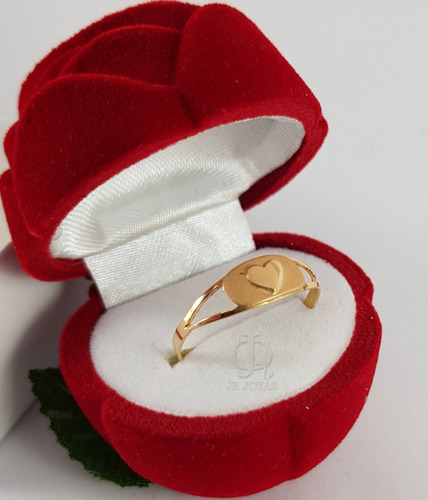 Imagen 2 de 9 de Anillo Oro 18k Corazon Macizo Compromiso Certificado A211