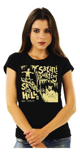 Polera Mujer Satanic Surfers Skate To Hell Punk Impresión Di