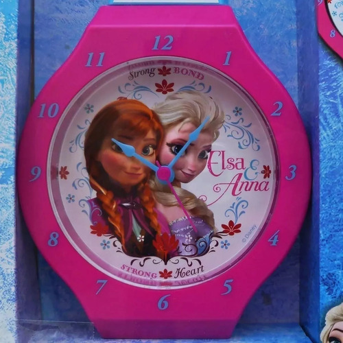 Relógio Parede Frozen Elsa Ana Decoração Quarto Presente Cor da estrutura Rosa Cor do fundo Branco