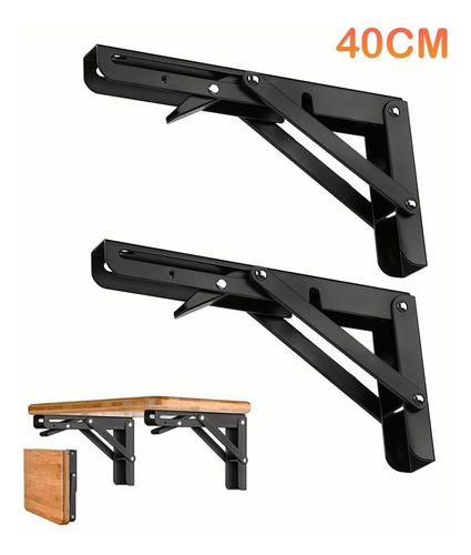Chehill soporte ménsula para repisa plegable 2 piezas color negro M01
