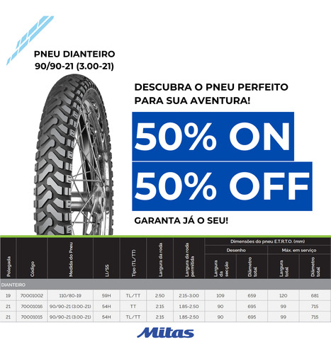 Pneu Dianteiro Mitas E-07 Enduro Trail 90/90-21 54h Misto