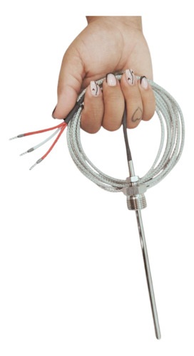 Sensor Pt100 3 Fios Com Bucim 0,6 X 15 Cm Cabo Malha 300 Cm
