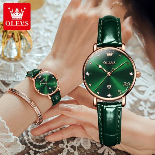 Reloj De Cuarzo Simple Olevs Calendar Diamond