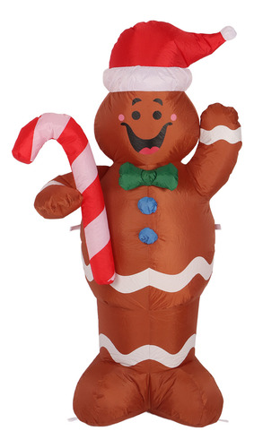 Hombre De Jengibre Inflable Navideño De 4.92 Pies, Lindo