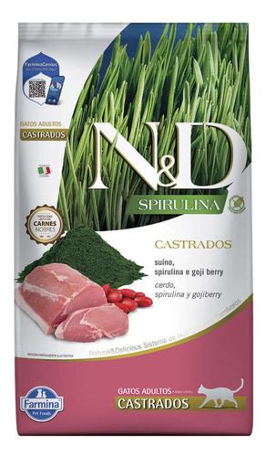 N&d Spirulina Suíno E Goji Berry Gato Adulto Castrado 7kg