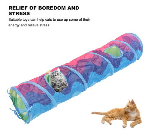 Juguete Tipo Túnel Para Gatos En Forma Recta, Arcoíris, Colo