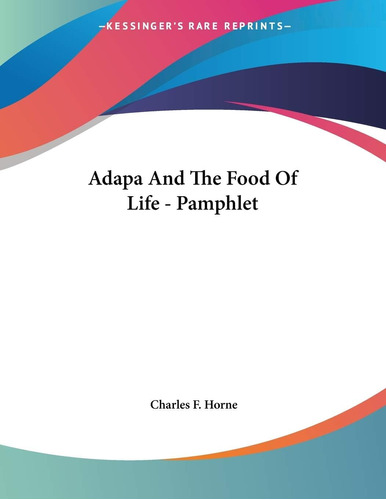 Libro: Adapa Y El Alimento De La Vida - Folleto