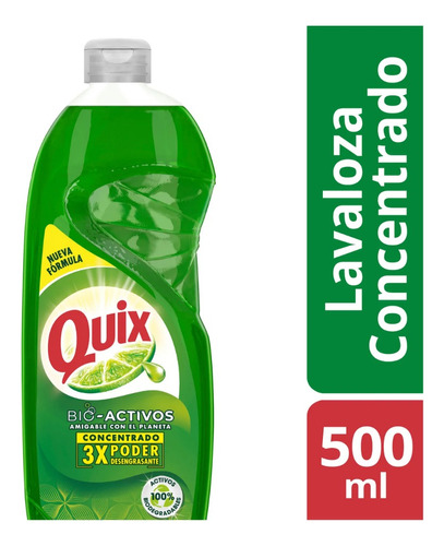 Quix Lavaloza Limón Con Bio Activos Concentrado 500ml