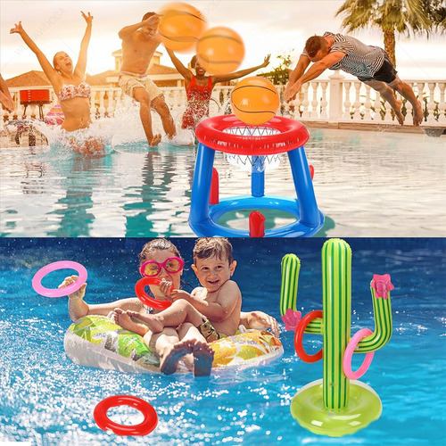Canasta Inflable Juego Baloncesto Basquetball Flotante Traje