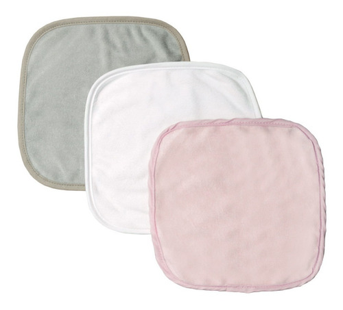 Set 3 Toallitas Suaves Rosa Gris Blanco Microfibra Baby Inc