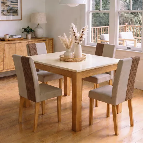 Mesa De Jantar Mdf 4 Lugares Retangular Moderna Off ​Write Freijó