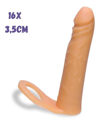 Imagen 1 de 2 de Consolador Con Anillo Para Doble Penetración 16 X 3.5 Cm.