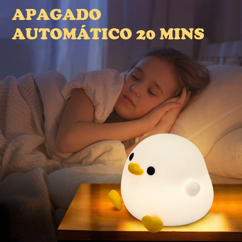 Luz De Noche Led Creativa Pato Regulable Táctil Infantil