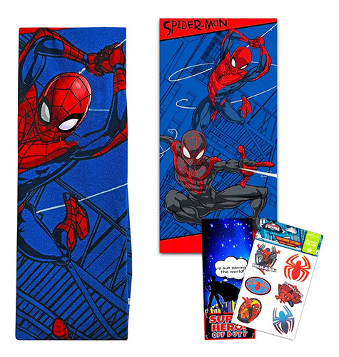 ~? Marvel Shop Spiderman Beach Towel Bundle ~ Microfibra Spi