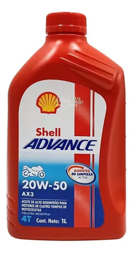 Aceite Shell 20w50 4t Advance Ax3 1L