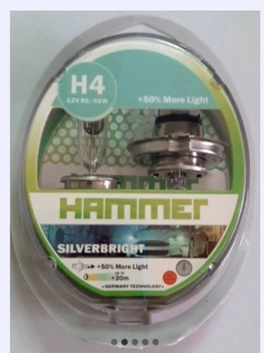 Bombillos H4 12v 60/55w Halógenos Silverbright 50%  Hammer 