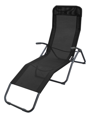 Reposera De Acero Camastro Playa Jardin Glider Color Negro