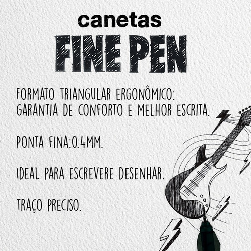 Kit Com 3 Caneta Fine Pen 0.4mm Faber-castell Mapa Desenho