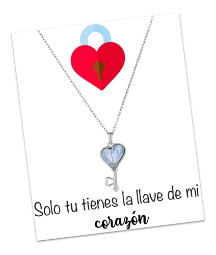 Collar Llave Del Amor Regalo Parejas Con Tarjeta