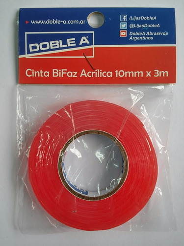 Cinta Doble Faz Acrilica 10 Mm X 3 Mts Para Baguetas