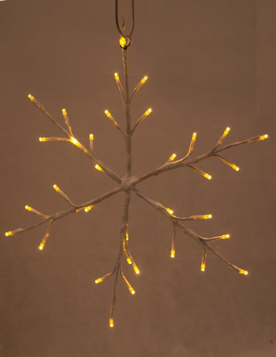 Copo De Nieve Blanco 30cm Luz Led Decoración Navidad