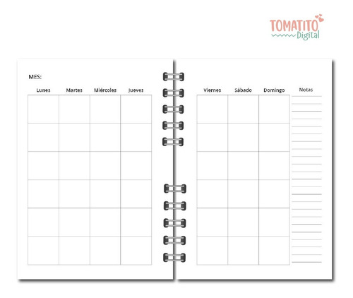 Kit Imprimible Pdf Agenda Perpetua Horizontal Con Renglones