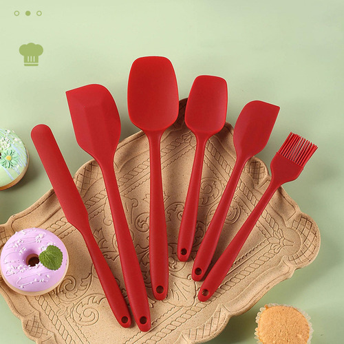 Juego De Espátula De Silicona De 6 Piezas Resistente Rojo