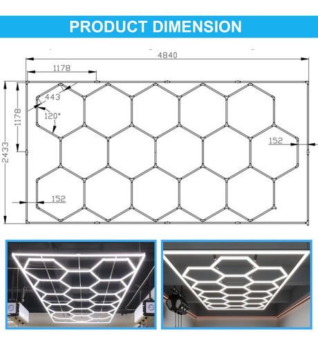 Luz De Garaje Hexagonal 720w 93600 Lúmenes 6500k