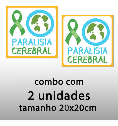 Combo C/ 2 Adesivos Vinil P/carro Paralisia Cerebral 20x20cm
