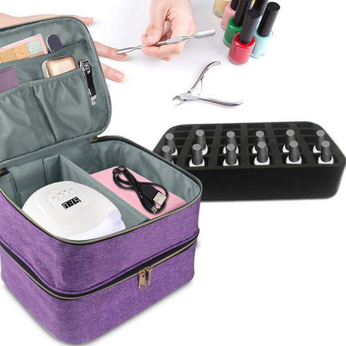 Estuche Portátil For Esmalte De Uñas, Doble Soporte