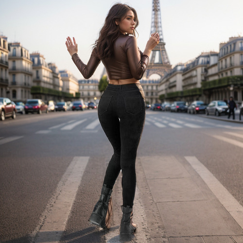 Pantalones Elásticos Ajustados Negros Para Mujeres Vaqueros