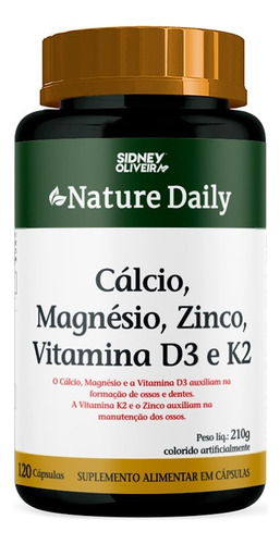 Calcio Magnesio Zinco Vitamina D3 E K2 120cp Sidney Oliveira