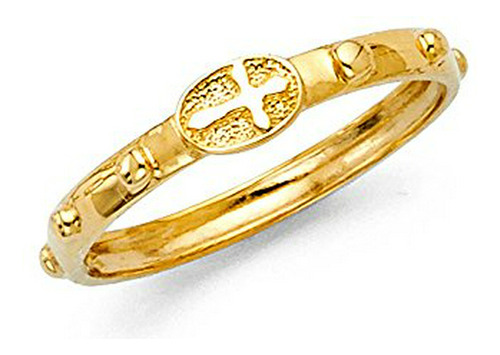 Anillo De Rosario En Oro Amarillo/blanco 14k 2mm