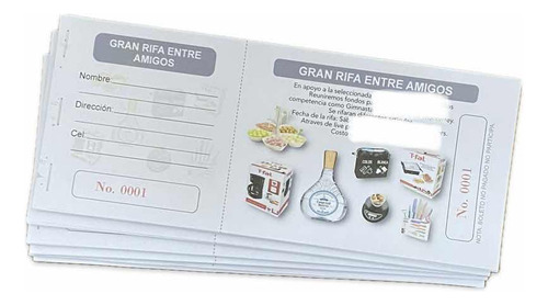 500 Recibos De Cobro Y/o Boletos Para Rifa Personalizados