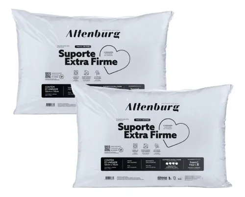 Altenburg Kit 2 Travesseiros Extra Firme Percal Altenburg Cor Branco