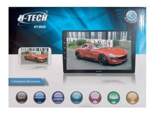 Multimidia Mp5 2din 9 Usb Aux Bt Espelhamento Touch Ht-9020