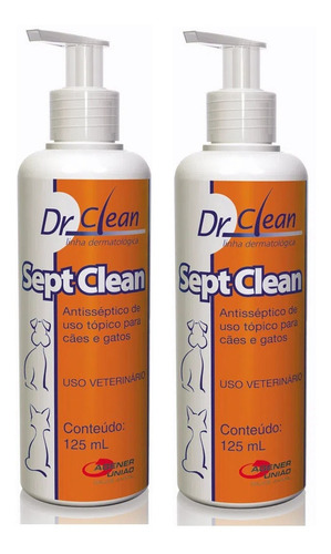 2 Sept Clean 125ml Dr. Clean Antisséptico Cães Gatos Agener