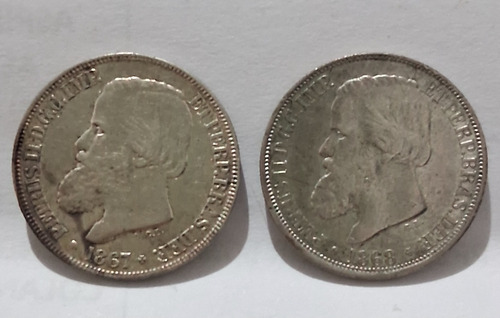 Moedas 200 Reis 1867 E 1868 Prata (Usado)