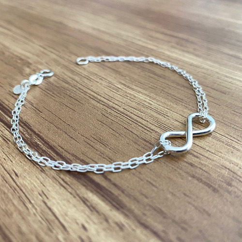 Imagen 4 de 10 de Pulsera De Plata 925 Mujer Infinito Con Doble Cadena Agálea
