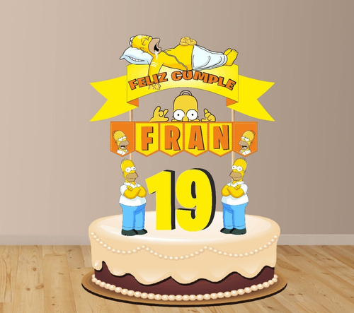 Imagen 2 de 6 de Homero Simpson Adornó Para Tortas Cake Topper Personalizado